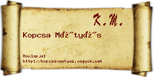Kopcsa Mátyás névjegykártya